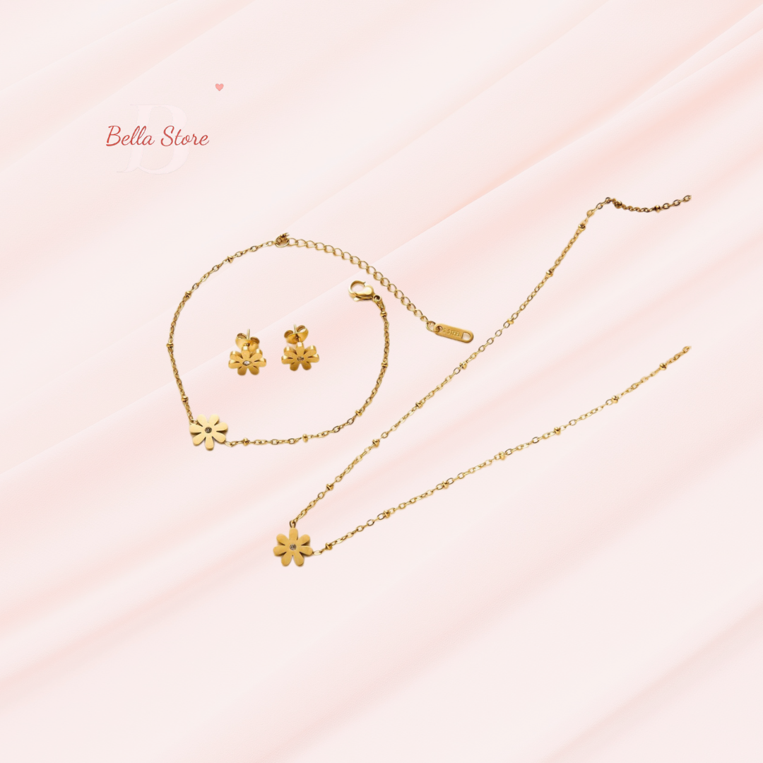 bộ trang sức hoa cúc vàng