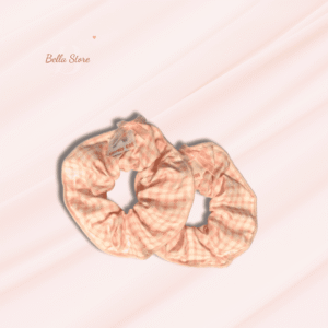 Scrunchies kẻ sọc trắng hồng